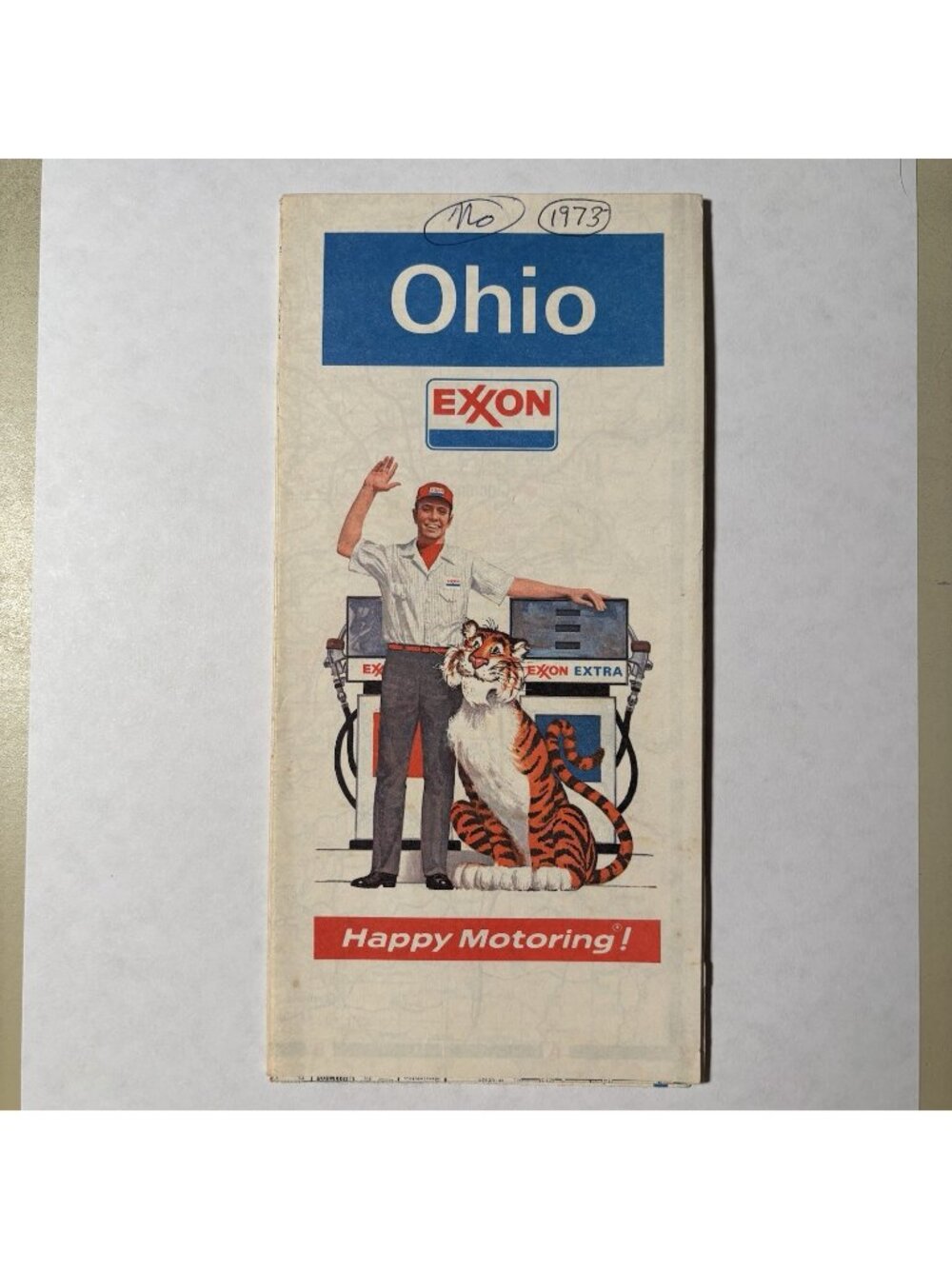 Vintage Exxon Oil Gas Ohio State US Travel Tourism Road Map 1973 Collectible